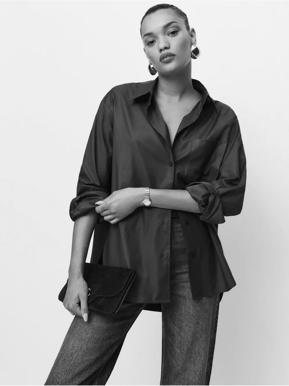 Reformation Will Oversized Button-Down Shirt - Black